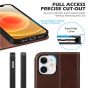 SHIELDON iPhone 12 Wallet Case - iPhone 12 Pro 6.1-inch Folio Leather Case - Coffee - Retro