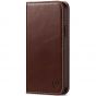 SHIELDON iPhone 12 Wallet Case - iPhone 12 Pro 6.1-inch Folio Leather Case - Coffee - Retro