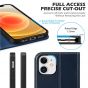 SHIELDON iPhone 12 Wallet Case - iPhone 12 Pro 6.1-inch Folio Leather Case - Dark Blue - Retro