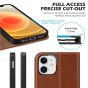 SHIELDON iPhone 12 Wallet Case - iPhone 12 Pro 6.1-inch Folio Leather Case - Brown - Retro