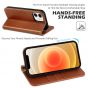 SHIELDON iPhone 12 Wallet Case - iPhone 12 Pro 6.1-inch Folio Leather Case - Brown - Retro