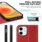 SHIELDON iPhone 12 Wallet Case - iPhone 12 Pro 6.1-inch Folio Leather Case - Red - Retro
