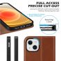 SHIELDON iPhone 13 Wallet Case, iPhone 13 Genuine Leather Cover with RFID Blocking, Book Folio Flip Kickstand Magnetic Closure - Brown - Retro