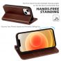 SHIELDON iPhone 13 Wallet Case, iPhone 13 Genuine Leather Cover with RFID Blocking, Book Folio Flip Kickstand Magnetic Closure - Coffee - Retro