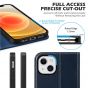 SHIELDON iPhone 13 Wallet Case, iPhone 13 Genuine Leather Cover with RFID Blocking, Book Folio Flip Kickstand Magnetic Closure - Dark Blue - Retro