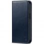 SHIELDON iPhone 13 Wallet Case, iPhone 13 Genuine Leather Cover with RFID Blocking, Book Folio Flip Kickstand Magnetic Closure - Dark Blue - Retro