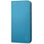 SHIELDON iPhone 8 Wallet Case - iPhone 7 Genuine Leather Kickstand Case - Light Blue - Litchi Pattern