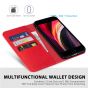 SHIELDON iPhone 8 Wallet Case - iPhone 7 Genuine Leather Kickstand Case - Red - Litchi Pattern