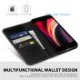 SHIELDON iPhone 8 Wallet Case - iPhone 7 Genuine Leather Kickstand Case - Black - Retro