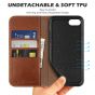 SHIELDON iPhone 8 Wallet Case - iPhone 7 Genuine Leather Kickstand Case - Brown - Retro