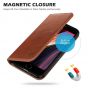 SHIELDON iPhone 8 Wallet Case - iPhone 7 Genuine Leather Kickstand Case - Brown - Retro