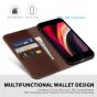 SHIELDON iPhone 8 Wallet Case - iPhone 7 Genuine Leather Kickstand Case - Coffee - Retro