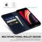 SHIELDON iPhone 8 Wallet Case - iPhone 7 Genuine Leather Kickstand Case - Dark Blue - Retro