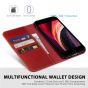 SHIELDON iPhone 8 Wallet Case - iPhone 7 Genuine Leather Kickstand Case - Red - Retro