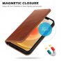 SHIELDON iPhone 13 Pro Wallet Case, iPhone 13 Pro Genuine Leather Cover with Magnetic Closure - Brown - Retro