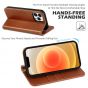 SHIELDON iPhone 13 Pro Wallet Case, iPhone 13 Pro Genuine Leather Cover with Magnetic Closure - Brown - Retro