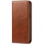 SHIELDON iPhone 13 Pro Wallet Case, iPhone 13 Pro Genuine Leather Cover with Magnetic Closure - Brown - Retro