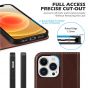 SHIELDON iPhone 13 Pro Wallet Case, iPhone 13 Pro Genuine Leather Cover with Magnetic Closure - Coffee - Retro