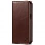 SHIELDON iPhone 13 Pro Wallet Case, iPhone 13 Pro Genuine Leather Cover with Magnetic Closure - Coffee - Retro