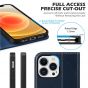 SHIELDON iPhone 13 Pro Wallet Case, iPhone 13 Pro Genuine Leather Cover with Magnetic Closure - Dark Blue - Retro