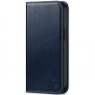 SHIELDON iPhone 13 Pro Wallet Case, iPhone 13 Pro Genuine Leather Cover with Magnetic Closure - Dark Blue - Retro