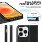 SHIELDON iPhone 13 Pro Wallet Case, iPhone 13 Pro Genuine Leather Cover with Magnetic Closure - Black - Retro