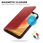 SHIELDON iPhone 13 Pro Wallet Case, iPhone 13 Pro Genuine Leather Cover with Magnetic Closure - Red - Retro