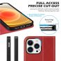 SHIELDON iPhone 13 Pro Wallet Case, iPhone 13 Pro Genuine Leather Cover with Magnetic Closure - Red - Retro