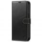 SHIELDON iPhone 14 Wallet Case, iPhone 14 Genuine Leather Cover Book Folio Flip Kickstand Case with Magnetic Clasp - Black - Retro