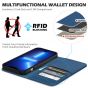 SHIELDON iPhone 14 Wallet Case, iPhone 14 Genuine Leather Cover with RFID Blocking, Book Folio Flip Kickstand Magnetic Closure - Royal Blue