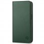 SHIELDON iPhone 14 Wallet Case, iPhone 14 Genuine Leather Cover with RFID Blocking, Book Folio Flip Kickstand Magnetic Closure - Midnight Green