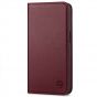 SHIELDON iPhone 14 Wallet Case, iPhone 14 Genuine Leather Cover with RFID Blocking, Book Folio Flip Kickstand Magnetic Closure - Wine Red