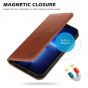 SHIELDON iPhone 14 Wallet Case, iPhone 14 Genuine Leather Cover with RFID Blocking, Book Folio Flip Kickstand Magnetic Closure - Brown - Retro