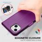 SHIELDON iPhone 14 Plus Wallet Case, iPhone 14 Plus Genuine Leather Cover Book Folio Flip Kickstand Case with Magnetic Clasp - Light Purple