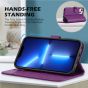 SHIELDON iPhone 14 Plus Wallet Case, iPhone 14 Plus Genuine Leather Cover Book Folio Flip Kickstand Case with Magnetic Clasp - Light Purple