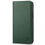 SHIELDON iPhone 14 Plus Wallet Case, iPhone 14 Plus Genuine Leather Cover with RFID Blocking, Book Folio Flip Kickstand Magnetic Closure - Midnight Green