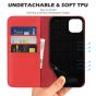 SHIELDON iPhone 14 Plus Wallet Case, iPhone 14 Plus Genuine Leather Cover with RFID Blocking, Book Folio Flip Kickstand Magnetic Closure - Red