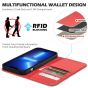 SHIELDON iPhone 14 Plus Wallet Case, iPhone 14 Plus Genuine Leather Cover with RFID Blocking, Book Folio Flip Kickstand Magnetic Closure - Red