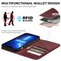 SHIELDON iPhone 14 Plus Wallet Case, iPhone 14 Plus Genuine Leather Cover with RFID Blocking, Book Folio Flip Kickstand Magnetic Closure - Wine Red