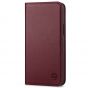 SHIELDON iPhone 14 Plus Wallet Case, iPhone 14 Plus Genuine Leather Cover with RFID Blocking, Book Folio Flip Kickstand Magnetic Closure - Wine Red