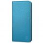 SHIELDON iPhone 14 Plus Wallet Case, iPhone 14 Plus Genuine Leather Cover with RFID Blocking, Book Folio Flip Kickstand Magnetic Closure - Light Blue - Litchi Pattern