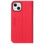 SHIELDON iPhone 14 Plus Wallet Case, iPhone 14 Plus Genuine Leather Cover with RFID Blocking, Book Folio Flip Kickstand Magnetic Closure - Red - Litchi Pattern