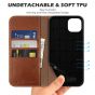 SHIELDON iPhone 14 Plus Wallet Case, iPhone 14 Plus Genuine Leather Cover with RFID Blocking, Book Folio Flip Kickstand Magnetic Closure - Brown - Retro