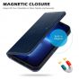 SHIELDON iPhone 14 Plus Wallet Case, iPhone 14 Plus Genuine Leather Cover with RFID Blocking, Book Folio Flip Kickstand Magnetic Closure - Dark Blue - Retro