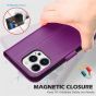 SHIELDON iPhone 14 Pro Wallet Case, iPhone 14 Pro Genuine Leather Cover with Magnetic Clasp - Light Purple