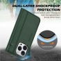 SHIELDON iPhone 14 Pro Wallet Case, iPhone 14 Pro Genuine Leather Cover Folio Case with Magnetic Closure - Midnight Green