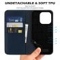 SHIELDON iPhone 14 Pro Wallet Case, iPhone 14 Pro Genuine Leather Cover Folio Case with Magnetic Closure - Navy Blue