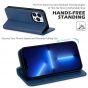 SHIELDON iPhone 14 Pro Wallet Case, iPhone 14 Pro Genuine Leather Cover Folio Case with Magnetic Closure - Royal Blue