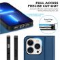 SHIELDON iPhone 14 Pro Wallet Case, iPhone 14 Pro Genuine Leather Cover Folio Case with Magnetic Closure - Royal Blue