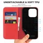 SHIELDON iPhone 14 Pro Wallet Case, iPhone 14 Pro Genuine Leather Cover Folio Case with Magnetic Closure - Red